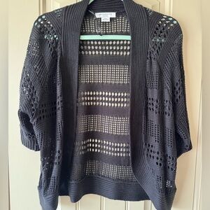 Liz Claiborne Petitie Black Open-Knit Cardigan